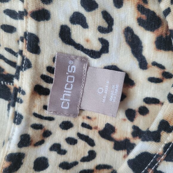 Chicos Leopard Print V-Neck Long Sleeve Top - Womens Size 0 Small - Picture 3 of 4